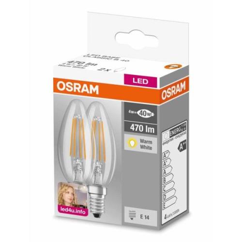 OSRAM E14 4W 827 - LED-filamentkronljuslampa, 2-pack