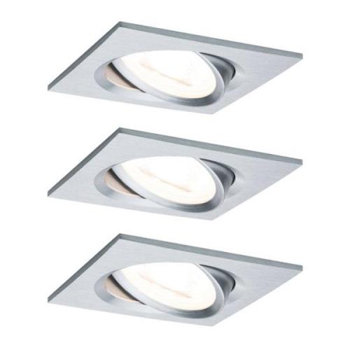 Paulmann 3-pack spot Nova Coin kantig, dimbar, alu