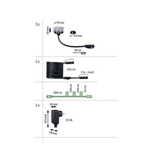 Paulmann Plug & Shine LED inbyggnadslampa 2W set om 3