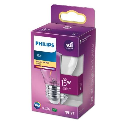 Philips LED Classic dropplampa E27 P45 1,4 W klar