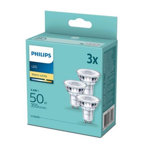 Philips LED-reflektor GU10 4,6 W 2 700 K, 3-pack