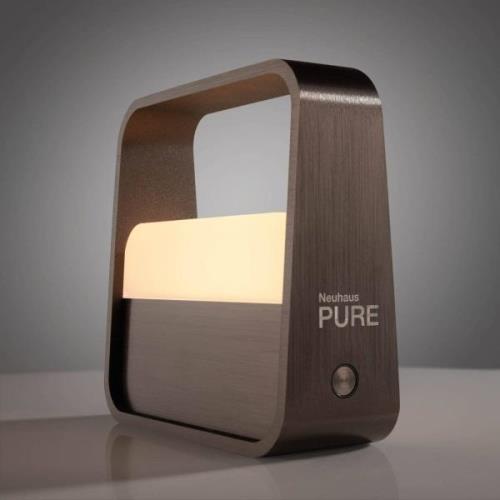 PURE LED-bordslampa Pure Go, brun, aluminium