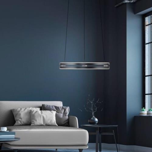 PURE LED hänglampa E-Loop, grå, Ø 50 cm, aluminium, CCT