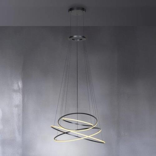 PURE LED hänglampa E-Flying Rings, grå, Ø 110 cm, CCT