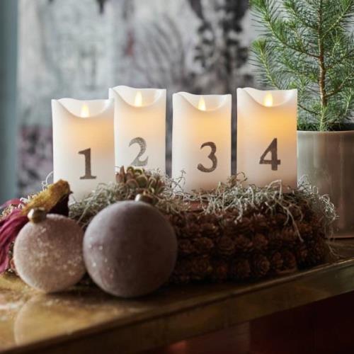 Sirius LED-ljus Sara Advent 4st höjd 12,5cm vit/silver