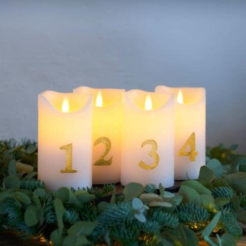 Sirius LED-ljus Sara Advent 4st höjd 12,5cm vit/guld