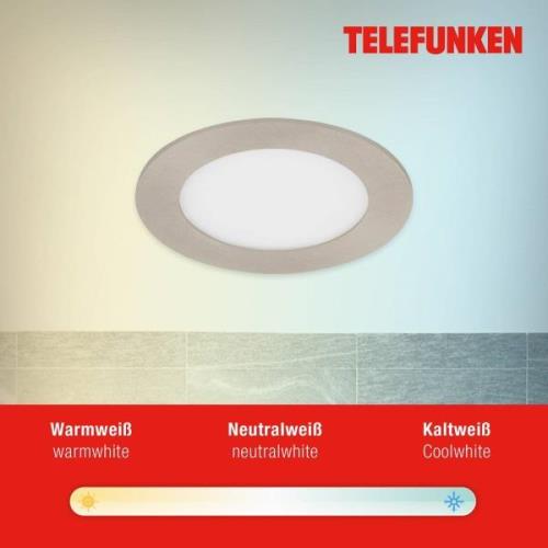 Telefunken Virgo infälld LED-lampa, RGBW, nickel, Ø 12 cm