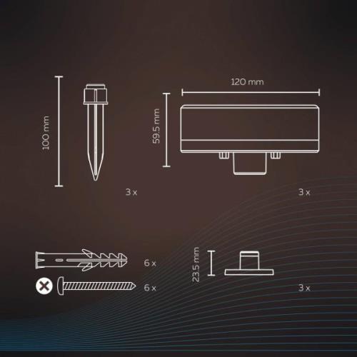 Calex Smart Outdoor Ground Spot, CCT RGB 3 lampor.