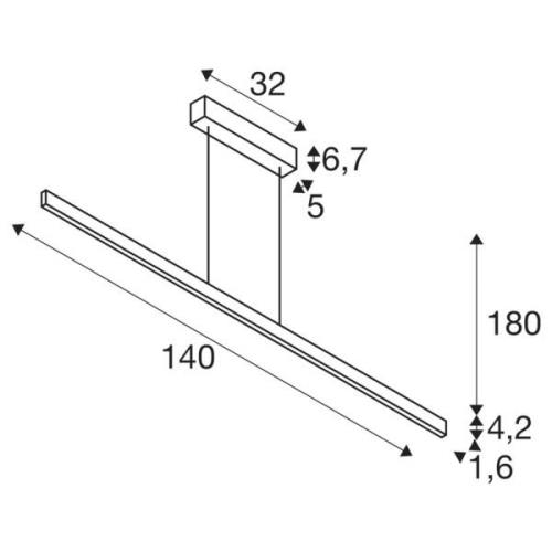 SLV One Linjär LED-pendellampa, 140 cm, mässing