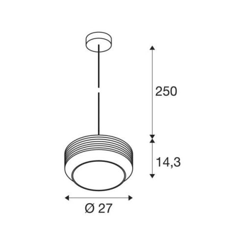 SLV Pantilo Rope 27 pendellampa, silverfärgad, stål, Ø 27 cm