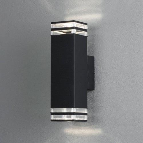 Konstsmide Utomhusvägglampa Pollux, 27,5 cm, svart, aluminium, 2 lampo...