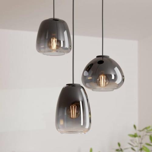 EGLO Hängande lampa Aguilares, rökt glas, 3-ljus rondel