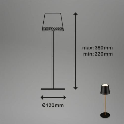 Briloner LED-bordslampa Kiki med uppladdningsbart batteri 3.000K svart...