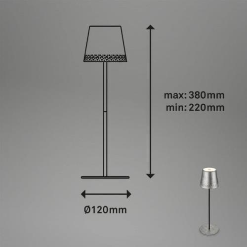 Briloner LED-bordslampa Kiki med uppladdningsbart batteri 3.000K antik...