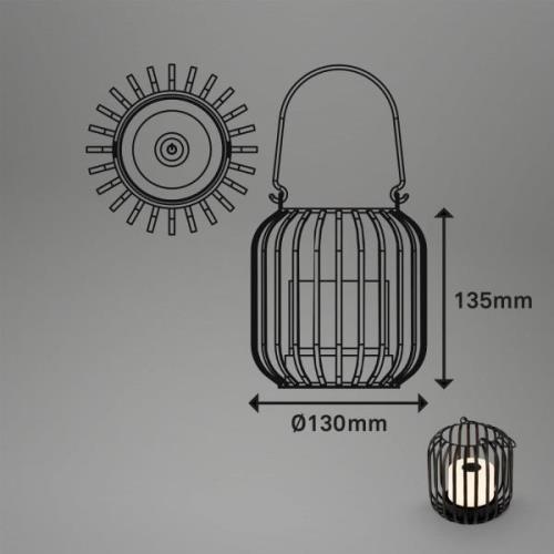 Briloner LED-batteribordslampa 7279 IP44 metallkorg svart