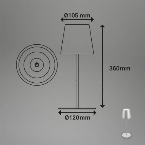 Briloner LED-bordslampa 7508014 matt krom 2.700 K IP44 Touchdim