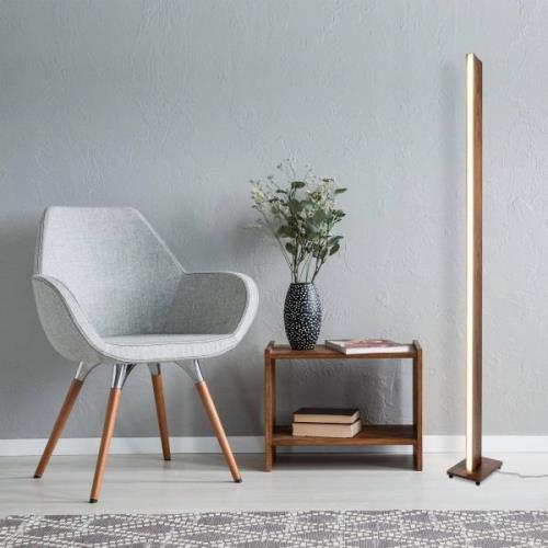 Näve LED-golvlampa Madera i träoptik, dimbar