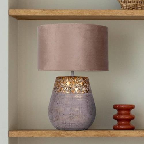 Näve Bronco bordslampa, beige, keramik/konstläder, höjd 39 cm