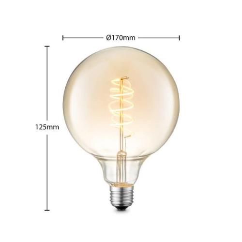 Lucande LED-lampa E27 G125 4W 2700K bärnsten