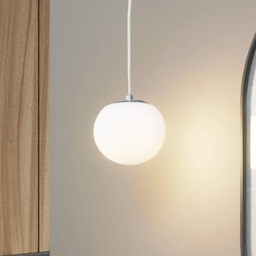 Lucande hängande lampa Bidolo, kromfärgad, glas, Ø 15 cm, IP44