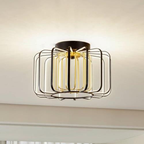 Lucande LED-taklampa Birger, Ø 39,5 cm, svart/guld