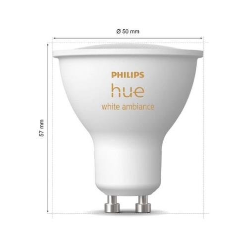 Philips Hue White Ambiance LED-reflektor GU10 4,2 W, set om 2