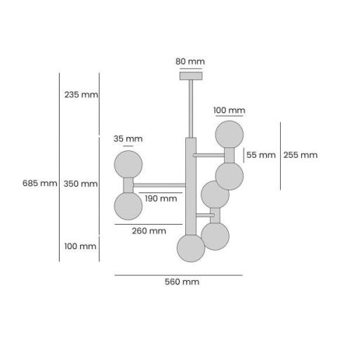 ALDEX Flare 7 taklampa, beige, 7 lampor, glas, metall