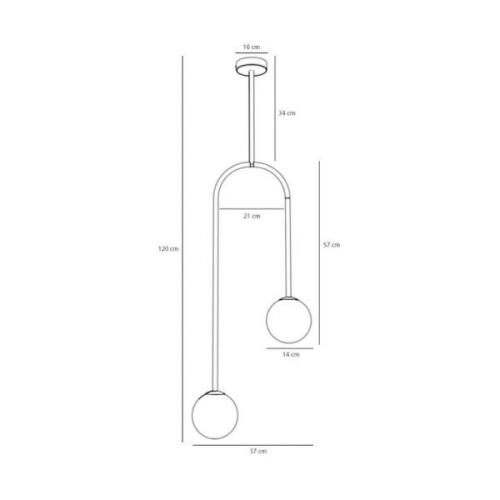 ALDEX Näve hänglampa, svart, metall, glas, 2 lampor