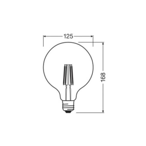 OSRAM LED-filamentlampa Globe G125 E27 7,2W Filament 2,700K