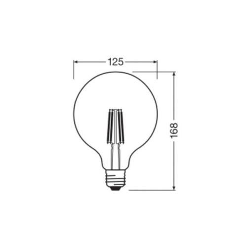 OSRAM LED-filamentlampa Globe G125 E27 7,2W Filament 4 000K