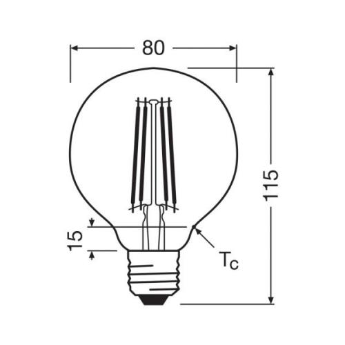 OSRAM LED-filamentlampa Globe G80 E27 2,2W Filament 2,700K