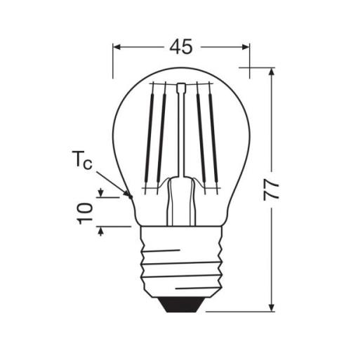 OSRAM LED-filamentlampa droppe E27 1,2W glödtråd 4000K 255lm