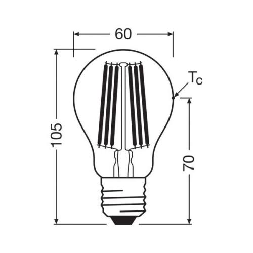 OSRAM traditionell glödlampa E27 7,2W Filament 4 000K 1521lm 2-pack