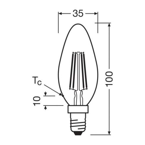 OSRAM LED-filamentlampa E14 1,2W 2700K 255lm