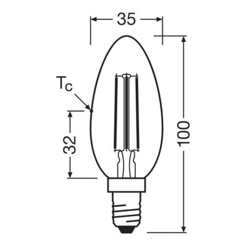 OSRAM LED-filamentlampa E14 2,2W 4000K 470lm