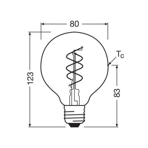 OSRAM LED Vintage G80 E27 7,2W 927 Spiral Filament klar dimbar