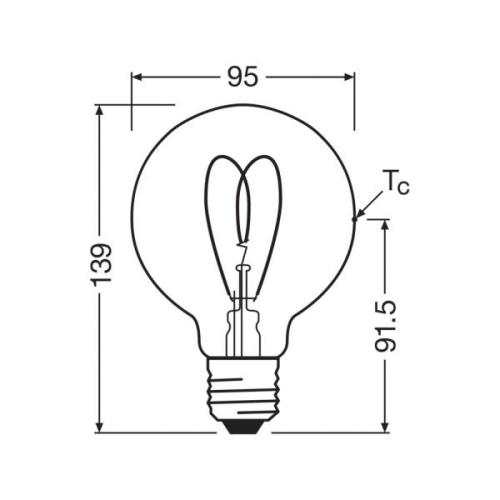 OSRAM LED Vintage G95 E27 4,9W 922 Heart Filament guld dimbar