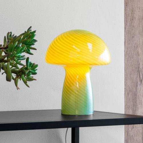 Dyberg Larsen Mushroom bordslampa, grön, höjd 23 cm, glas