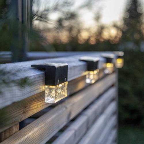 STAR TRADING Bubbly Fence LED-solcellslampa, svart, plast, set om 4