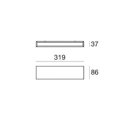 Linea Light LED-vägglampa Box W2 bi-emission, B 31,9 cm, svart, 2700 K