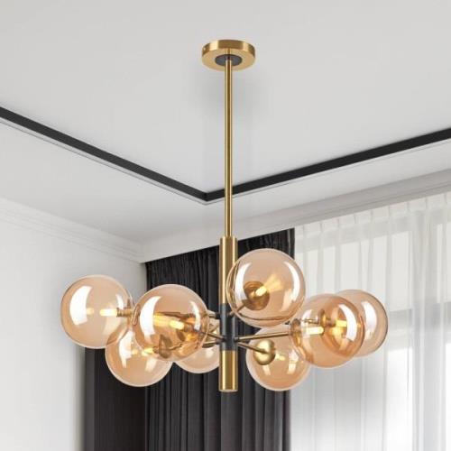 Lamkur Lighting Natalia taklampa, 8 lampor, glas, guld