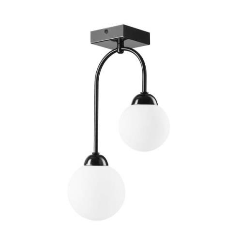 Lamkur Lighting Taklampa Bandi, svart/opal, 2 lampor, E27