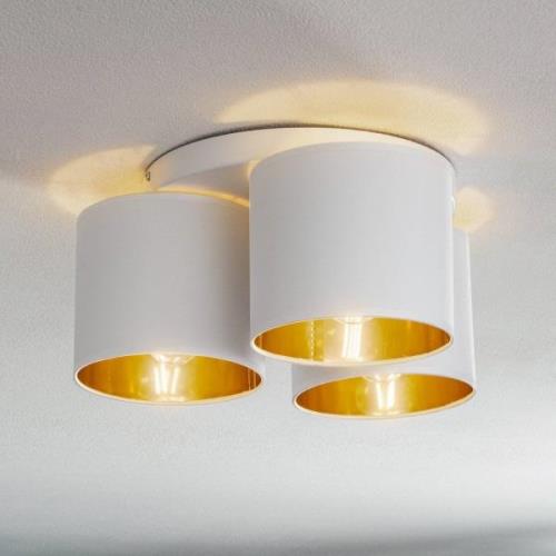 Luminex Soho taklampa, cylindrisk, 3-ljus vit/guld