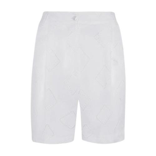 Kiton Elegant Linne Bermuda Shorts White, Dam