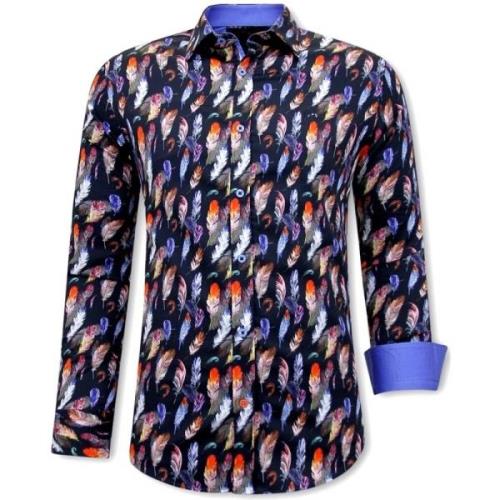 Gentile Bellini Italienska skjortor med fjädertryck online - 3092 Blue...