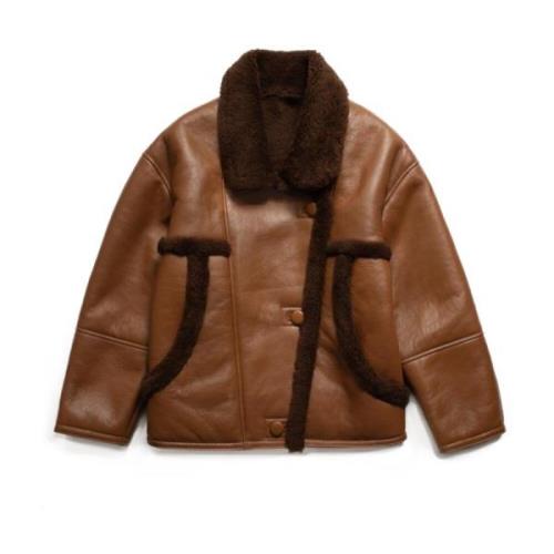 Just Things we Like Issey Merino Lambskin Shearling Jacket Brown, Dam