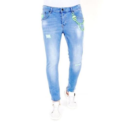 Local Fanatic Slim Fit Jeans Med Slitning - 1027 Blue, Herr