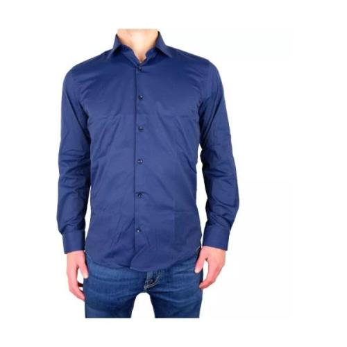 Made in Italia Blå Bomullsskjorta, Tillverkad i Italien Blue, Herr