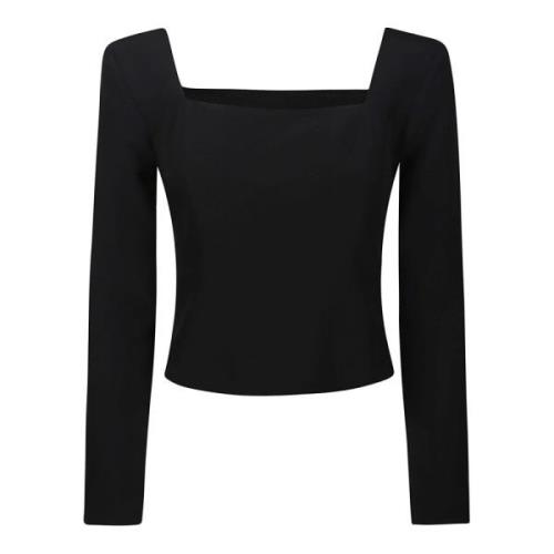 Federica Tosi Elegant Square Neck Sweater Black, Dam