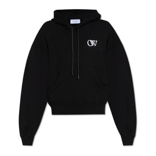 Off White Tryckt hoodie Black, Dam